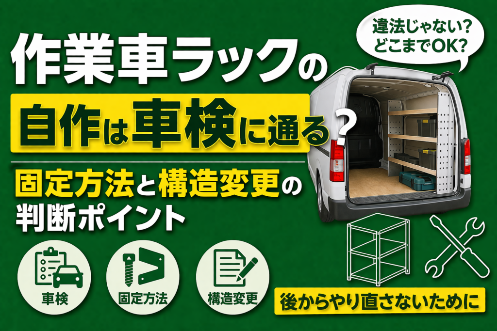 作業車ラックの自作は車検に通るか、固定方法と構造変更の判断ポイントを解説するアイキャッチ画像
