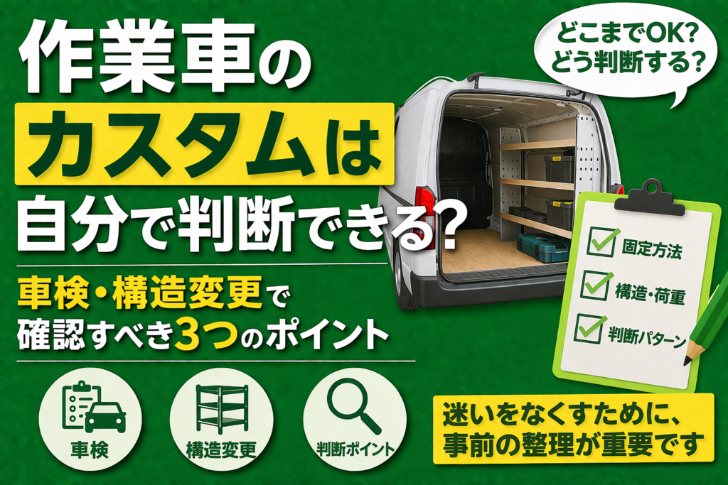作業車カスタムが自分で判断できるかのチェックポイントを解説するアイキャッチ画像