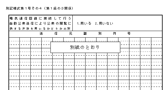 【画像:URL欄に「別紙のとおり」と記載した例】